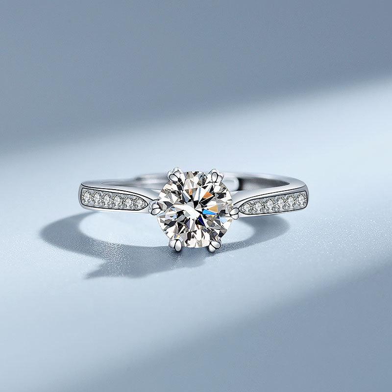 Трансграничное женское кольцо из стерлингового серебра S925 с муассанитом, имитирующим бриллиант