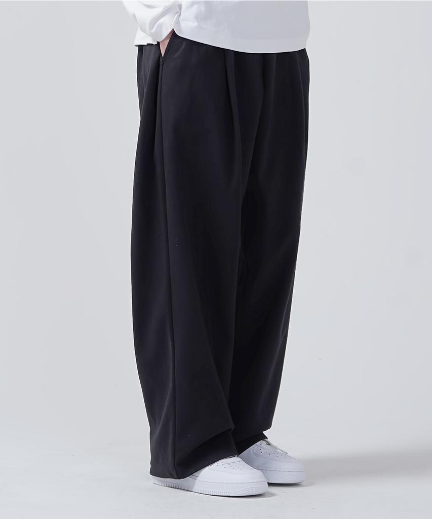 GAKKAI UNIONS Double Pintuck Wide Sweatpants Black