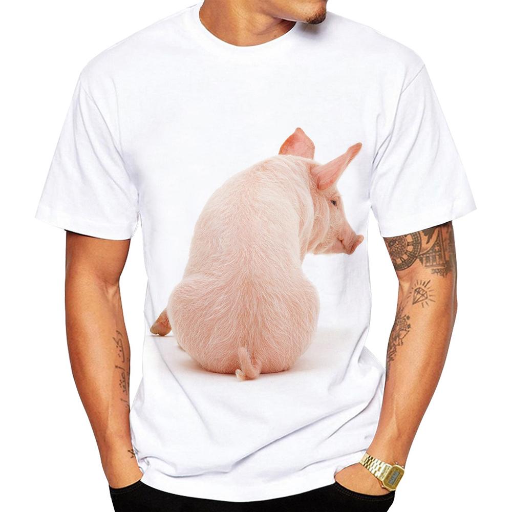 Summer Round Neck 3D Cute Pigs Print Top Fashionable Casual Short Sleeved Men's T-shirts