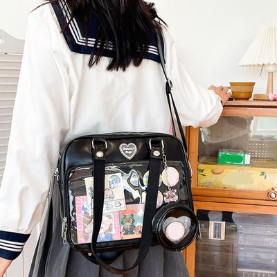 Harajuku Itabag для девочек, прозрачная сумка из искусственной кожи, школьные сумки для студентов, сумка Ita, сумка-тоут JK Uniform, сумка через плечо