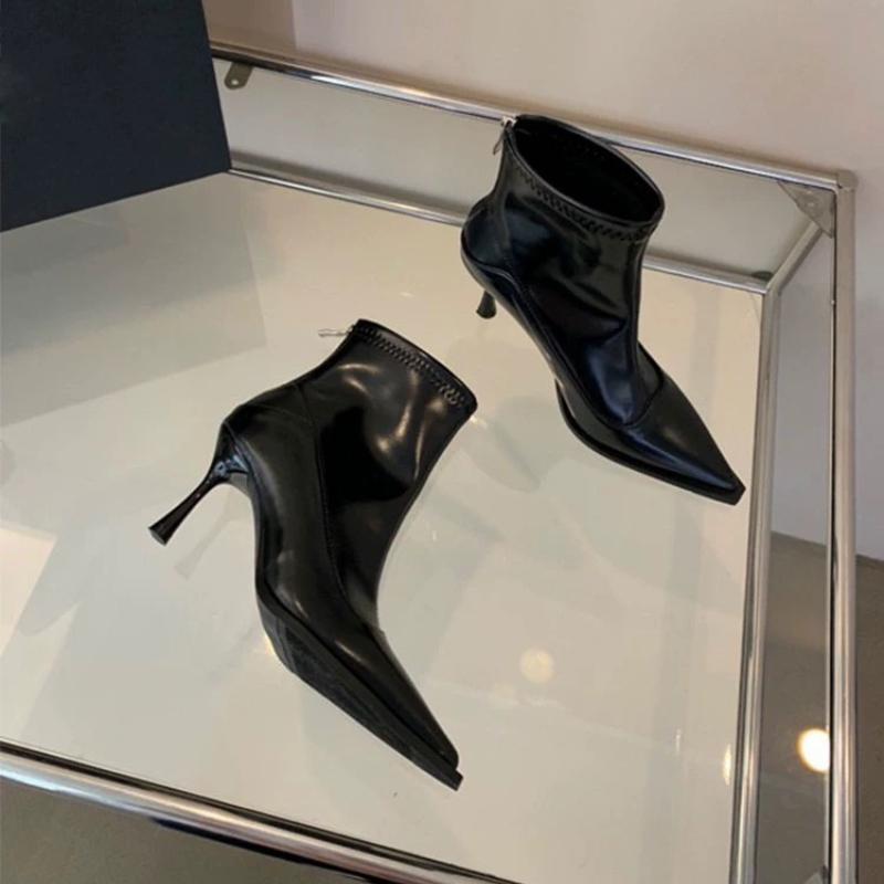 Fashion 2024 Hot Selling Fashion Solid Color Women's Boots Pointed Toe Thin Heels Comfortable Workplace Women's Boots Spring and Autumn