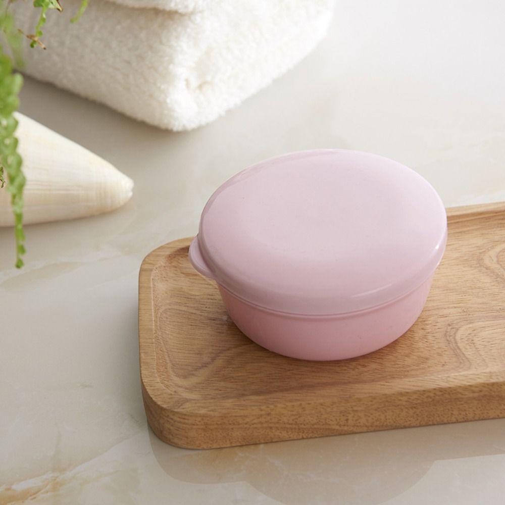 Round Portable Soap Dish Self Draining Travel Soap Container Laundry   Trip