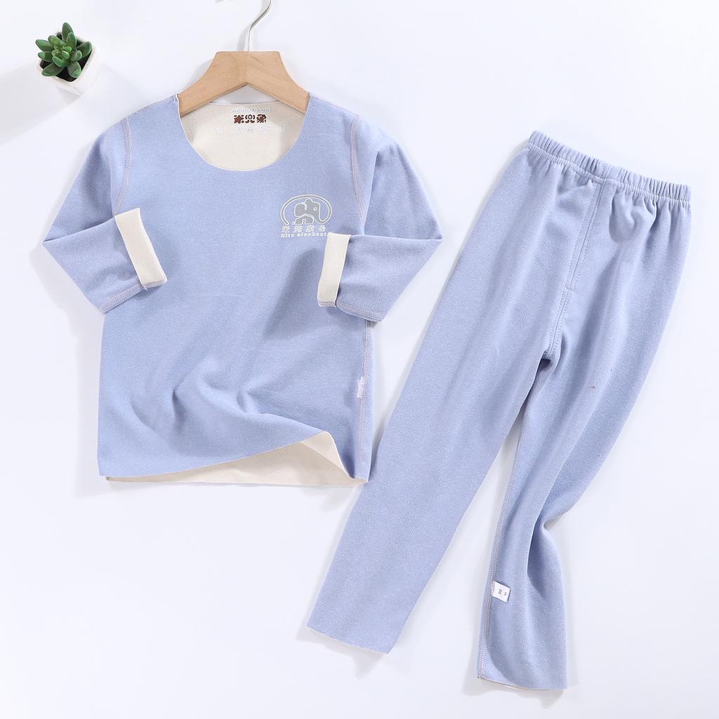 Children's Boneless German Velvet Underwear Set AB Face Baby Warm Seamless Autumn Clothes Long Trousers Boys and Girls Pajamas Home Service
