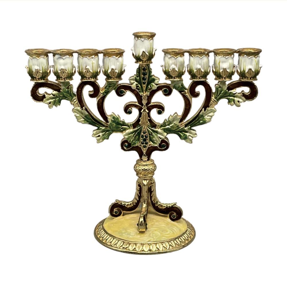 European Enamel Metal Candle Holder Ornament Retro Enamel Nine-head Lamp Holder Home Decoration Crafts