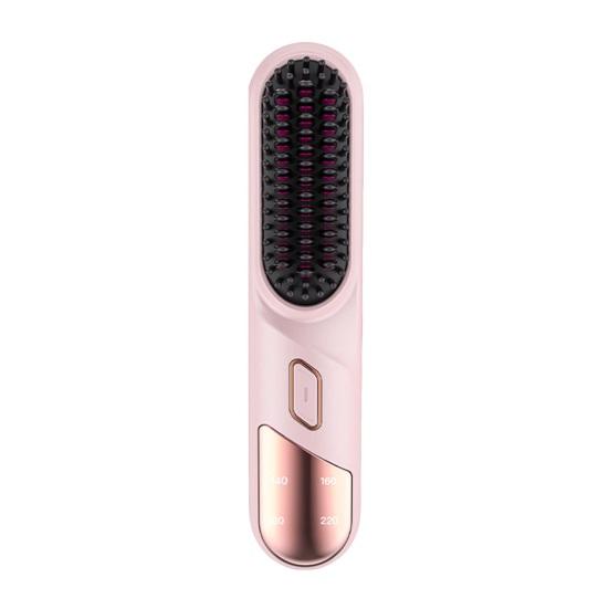 Hair Straightener Brush 4 Temperatures Fast Heating USB Rechargeable Cordless Negative Ions Hot Brush Electric Fluffy Curly Hair Styling Detangling