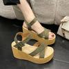 Fashion 9cm High Women Sandals Wedge Heel Summer New Fashion Platform Thick Bottom Buckle Casual Comfortable Walking Shoes