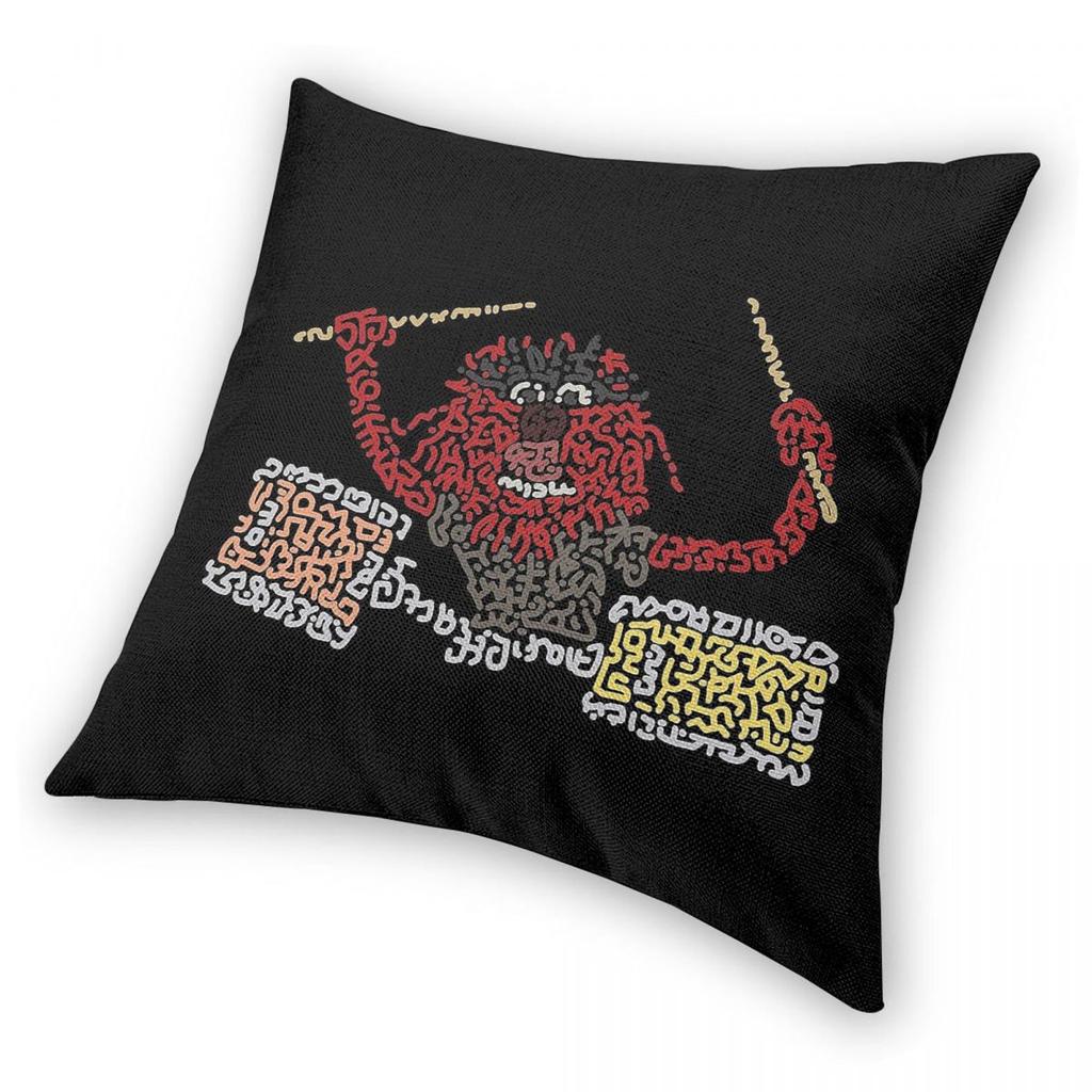 Animal The Crazy Drummer Square Pillowcase Polyester Linen Velvet Creative Zip Decorative Home Cushion Case