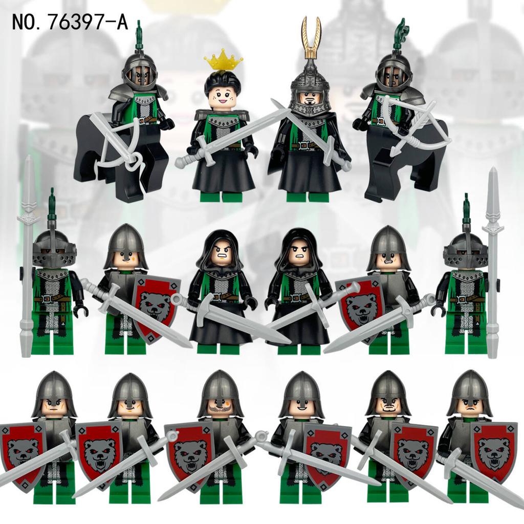 76394AB 76397AB European Medieval Soldier King Queen Building Block Figurine Assembly Toy