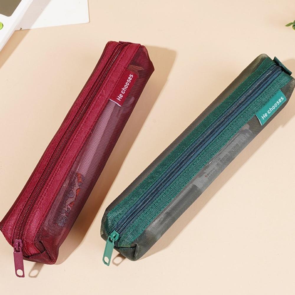 Nylon Mesh Gauze pen case Casual Stationery Storage Pouch Transparent  Pen Case  Students