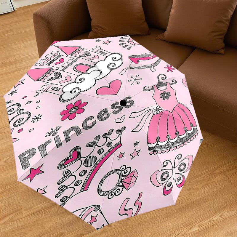 1PC Princess Castle Umbrella-8-Rib Reinforced Portable Folding Travel Suitable for All Seasons Outdoor Daily Use  -J0329