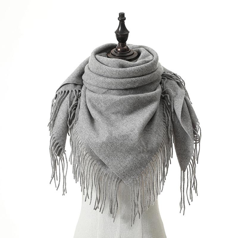 New Solid Color Wool Square Scarf Women's Imitation Cashmere Autumn and Winter Warm Scarf Cashmere Shawl