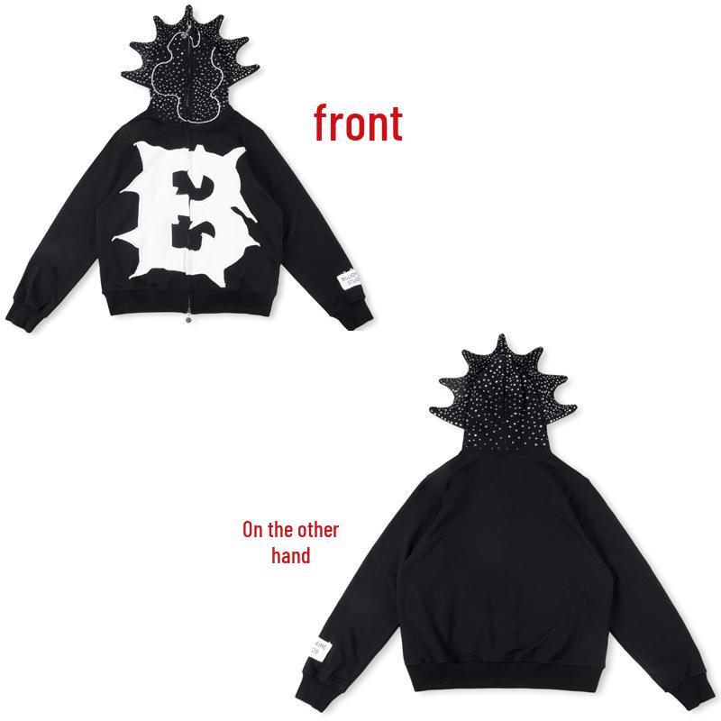 Толстовка с капюшоном Glo Gang, мультяшный дизайн, стразы, молния, махровая куртка для мужчин и женщин