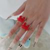 Ocean Element Ring Hawaiian Wind Summer Red Dripping Oil Small Crab Ring Niche