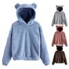 Women's Long Sleeve Hooded Sweatshirt Cute Bear Ears Pullover Plush Hoodies