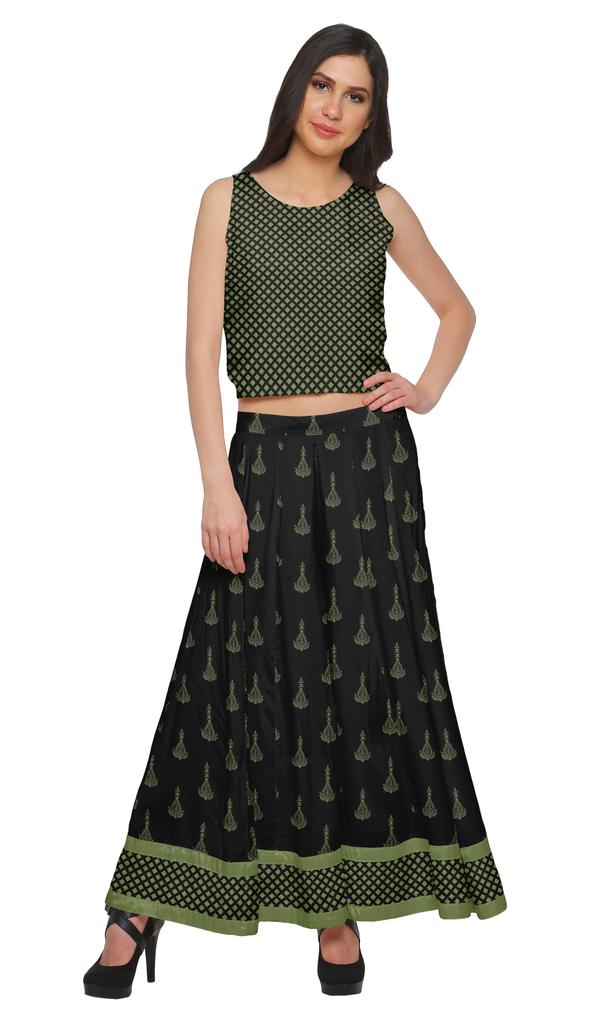 Moomaya Crop Top And Palazzo Set For Girls Printed Santoon Womens Clothing
