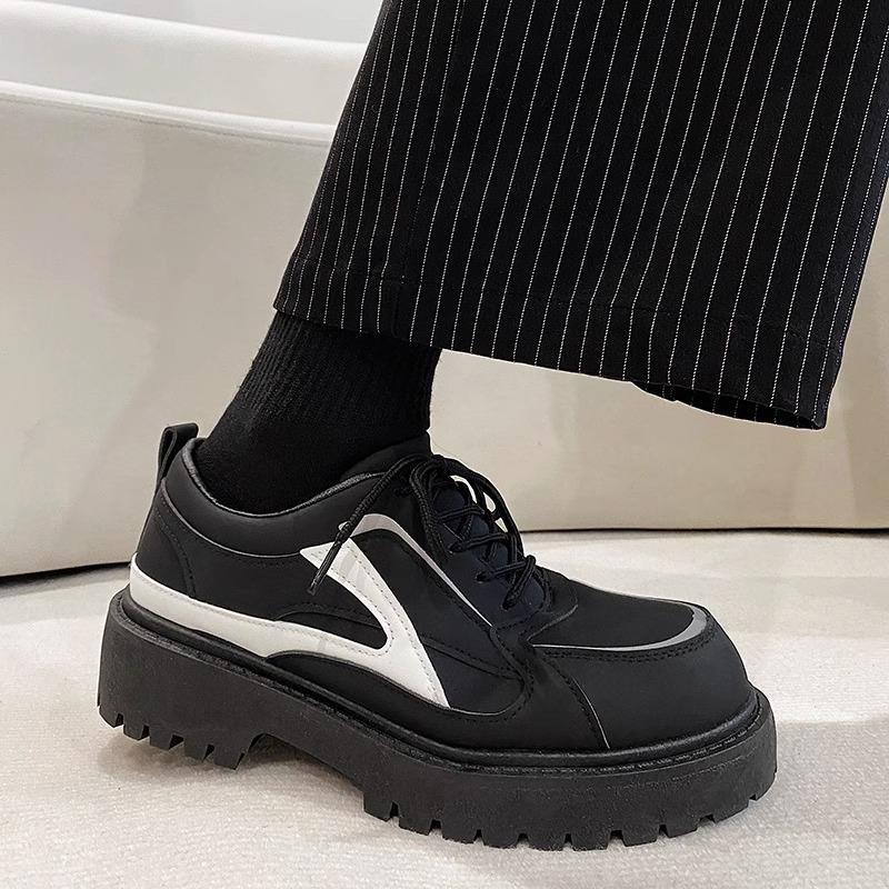 Fashion 2025 New Men's Wide Toe Lace Up Shoes Vintage Retro Chunky Sole Ankle Boots Casual Comfortable Non-Slip Black Fashion Sneakers