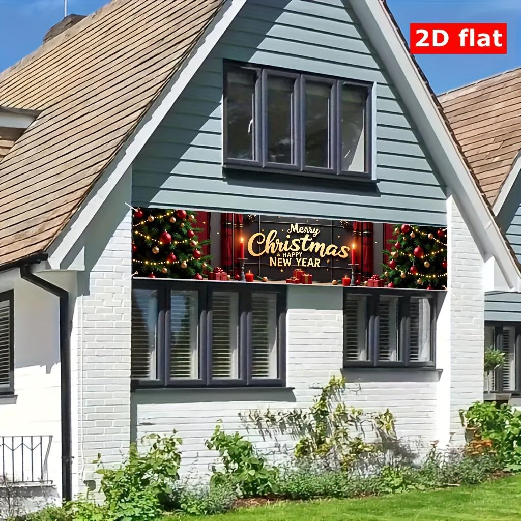 Christmas New Year Fence Banner, Merry Christmas and Happy New Year, countdown eve outdoor decor