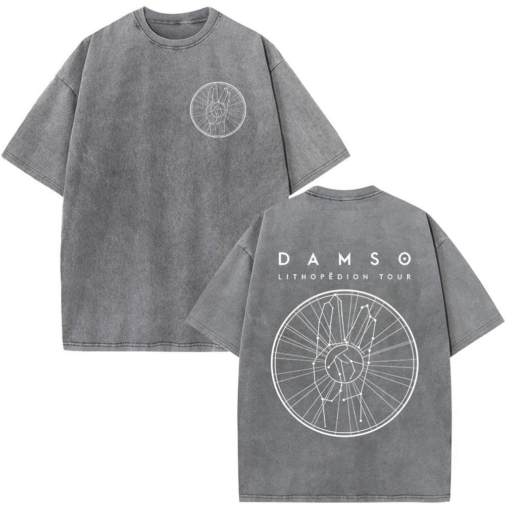 Винтажные стираные футболки рэпера Damso Beyah Tour 2026 Мужская Женская Одежда Повседневная Мода Хип-Хоп Футболки с коротким рукавом Уличная одежда