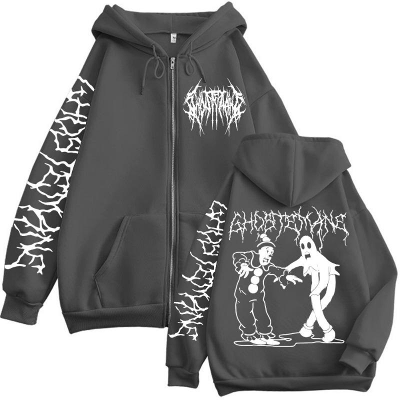 Толстовки с принтом Ghostemane на молнии Металл Рок Поп Музыка Толстовки с капюшоном на молнии Мужские Женские Готическая Мода Винтажные Пуловеры