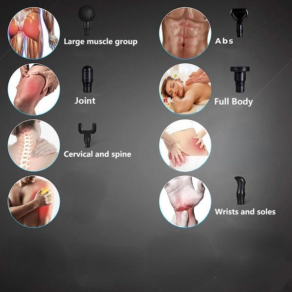 Модернизированный массажный пистолет для массажа глубоких мышц с 6 массажными головками