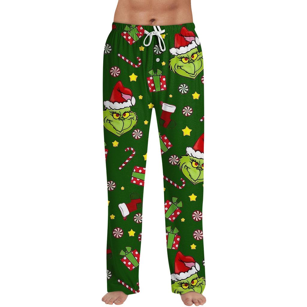 Men's Allover Printed Home Pants Sleeping Pajama Pants Long Pants Pajama Pants