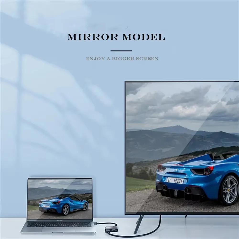 Адаптер USB C на HDMI-совместимый VGA Type-C цифровой AV многопортовый конвертер Thunderbolt 3 для 4K 1080P быстрой зарядки для MacBook