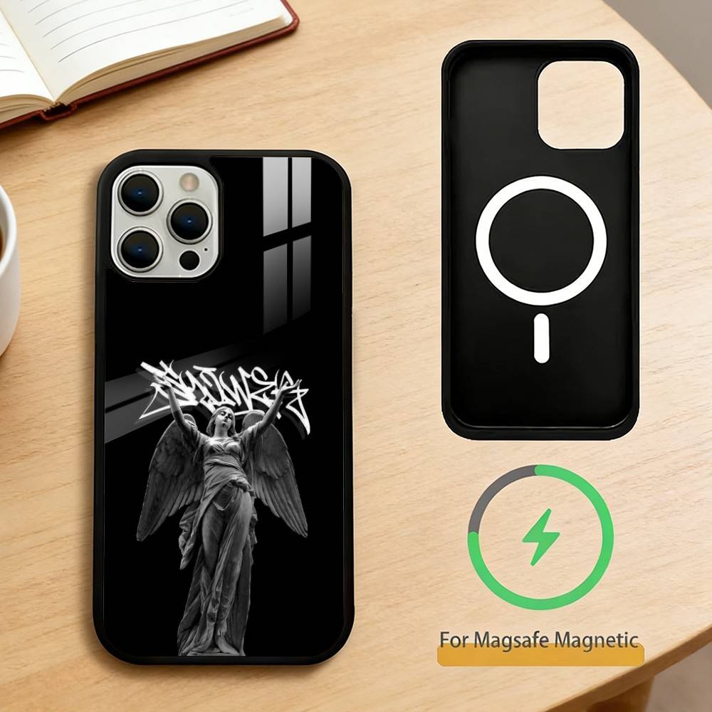 Чехол для телефона 'Скульптура ангела' для iPhone 14, 16, 15, 13, 17, 12, Plus, Pro, Max Магнитный для Magsafe Матовый чехол