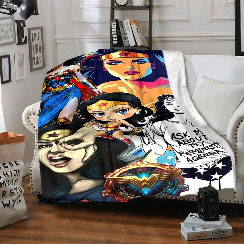 1 шт. Фланелевое одеяло Wonder Woman Мягкое, теплое и уютное для дивана, кровати, офиса и путешествий Универсальное всесезонное Подарок, Рождественский подарок