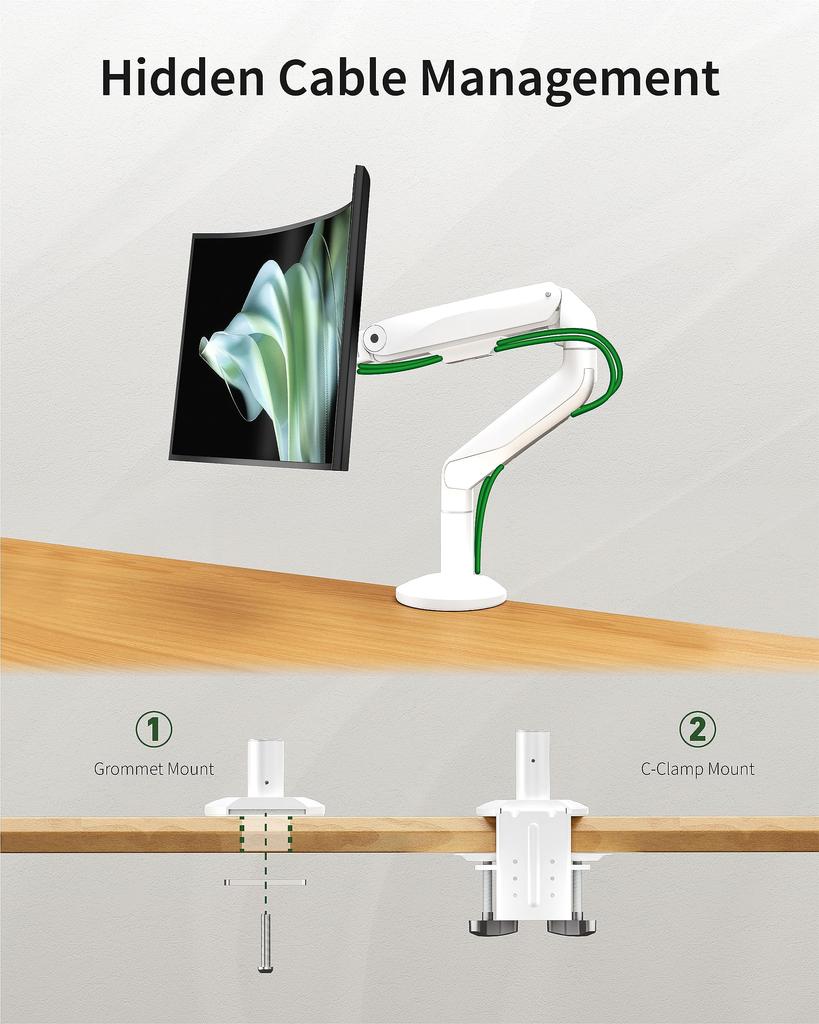 Кронштейн монитора Ergounion, совместимый с дюймами Грузоподъемность 15 кг Кронштейн дисплея, совместимый с VESA 75x75 мм 100x100 мм Регулировка кронштейна ПК Хранение проводов