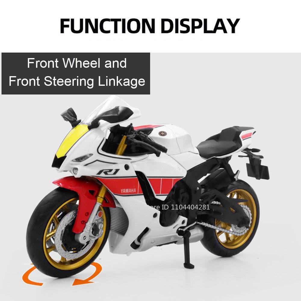 1:12 Yamaha Yzf-r1m Сплав Bmw S1000rr Мотоцикл Игрушки Литая Машина Управление Передним Колесом Резиновые Шины Транспортное Средство Для Мальчика Праздничные Подарки