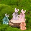 Светящаяся фигурка маленького кролика, микро-ландшафтное украшение, милые мультяшные миниатюры, украшения для дома, аксессуары, подарки