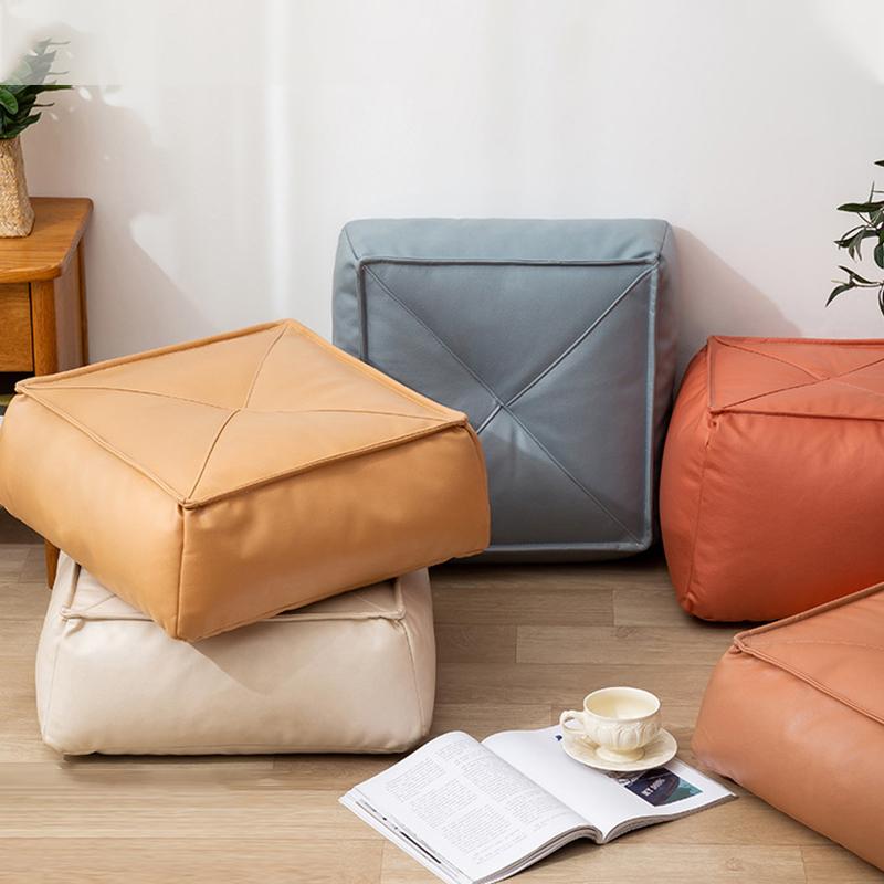 Japanese Style Futon Unstuffed Moroccan Cushion Cover Artificial Leather Pouf Ottoman Meditation Cushion Cover Bay Window Decor