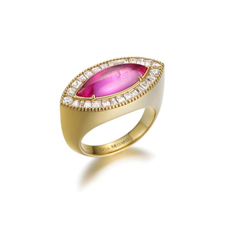 DIAMOMO [Lab-Grown Diamond] Evil Eye Pink Sapphire Ring