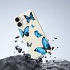 For iPhone 17 Case Blue Butterflies Pattern Printing Straight Edge TPU Phone Back Cover