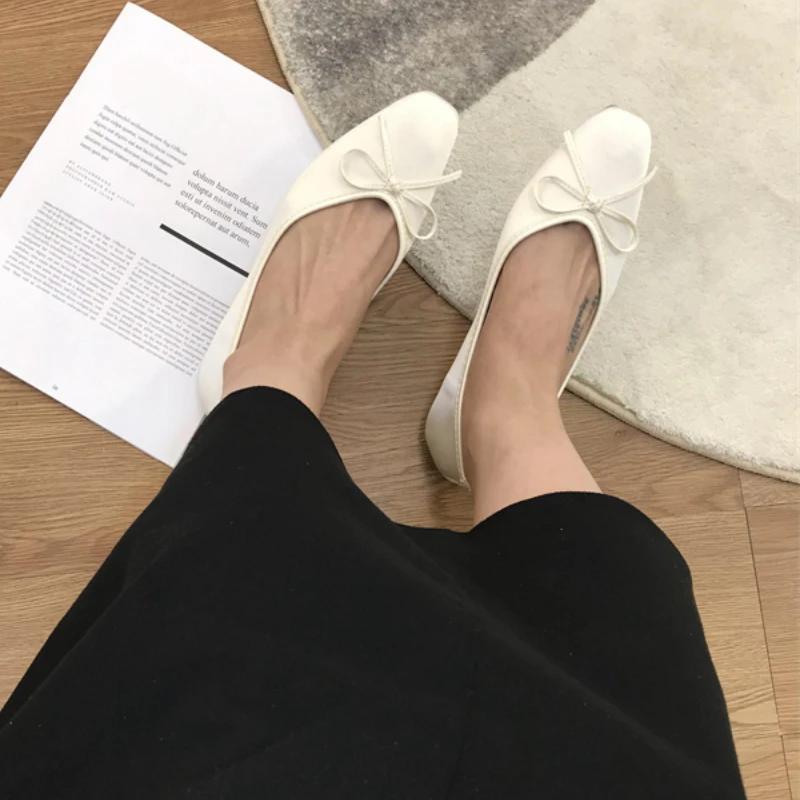 Модные Роскошные Кружевные Балетки из Шелка с Завязками на Ногах Женские Балетки с Квадратным Носком и Бантом Свадебные Туфли Мэри Джейн Женская Обувь