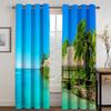 Cheap Thin Shading Polyester 3D Printing Natural Sea Semi Sunshade Curtain Beach Scenery For Bedroom Living Room Home Hook Decor