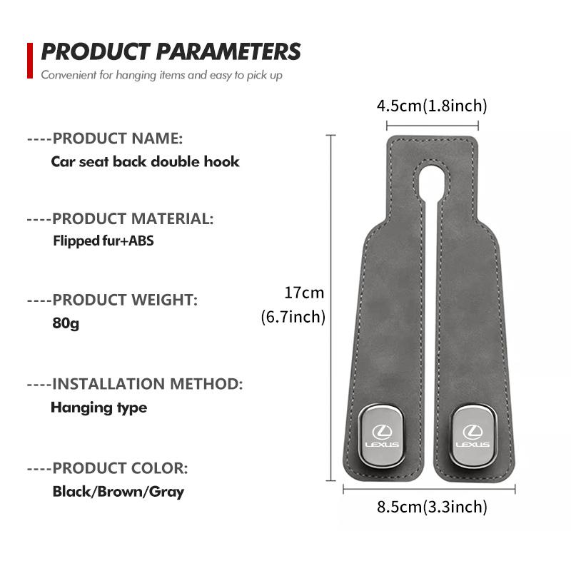 2 in 1 Car Headrest Hook Suede Rear Seat Hanging Dual Hook For Lexus IS350 ES350 IS250 IS460 IS220h IS300 LX570 UX250h