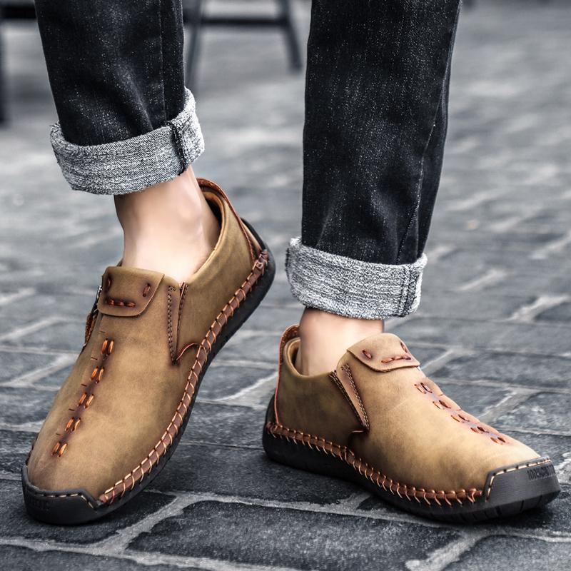Весенне-осенняя мужская повседневная кожаная обувь, мужская обувь большого размера для вождения автомобиля, мужская дышащая повседневная обувь ручной работы