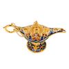 Genie Lamp Vintage Decoration Collectable Rare Small Zinc Alloy Legend Genie Light Gold Sapphire Blue