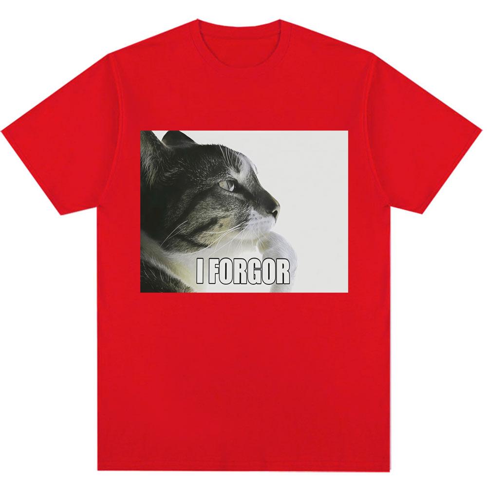 Я Забыл Смешной Мем с Котом Графическая Футболка Мужская Женская Модная Юмор Винтажные Футболки Оверсайз Хлопок Повседневная Футболка Уличная Одежда Подарки