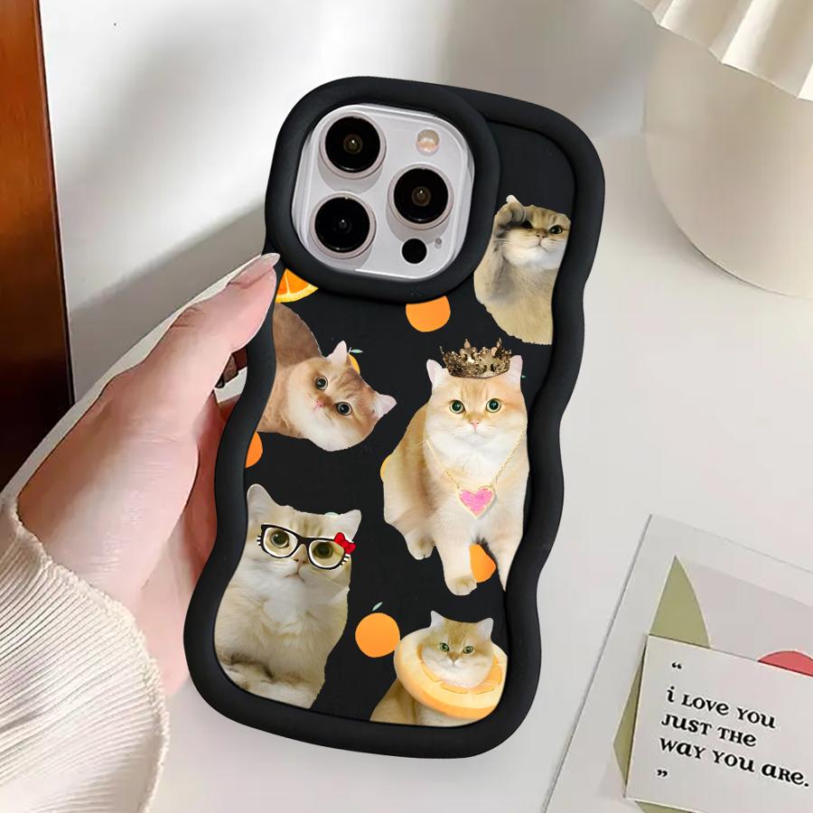 Милый Чехол Кошка для iPhone 13 17 Air 12 8 15 Plus 11 14 XR 16 Pro Max Мягкий Чехол для Телефона