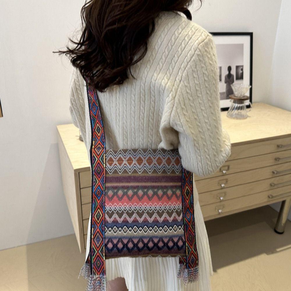 Tassel Ethnic Style Crossbody Bags Woven Bag Bohemian Shoulder Bag Fringe Shoulder Bag Travel