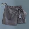 Ayollar shortiklari Bahor Kuz Mini Yubka Stil Yuqori Bel Ruffles Bowknot Bir Xil Rang Yaltiroq Ayollar Ayollar Kundalik Qisqa Shimlar Shimlar Kechki Kiyim