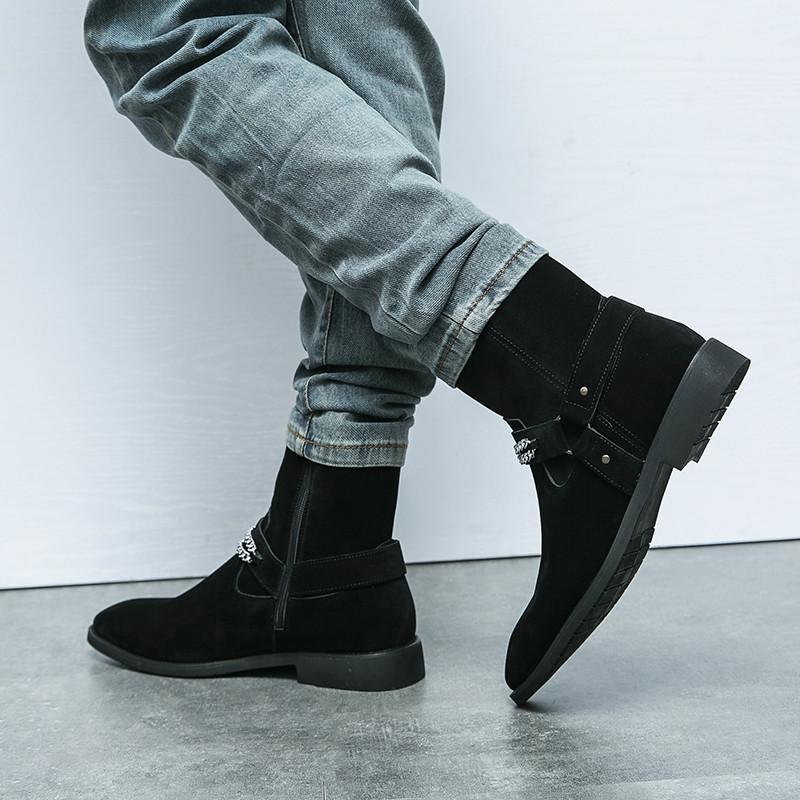 Британский стиль коричневые замшевые ботинки в стиле вестерн мужские остроносые туфли из замши мужские ботинки челси летние зимние мужские туфли с высоким верхом