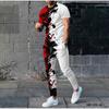 Dotted Graffiti Pattern 3D Printing Fashion Short Sleeved T-shirt and Pants Two-piece Men's Clothing Set