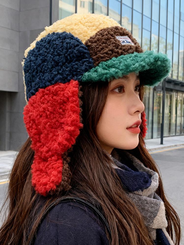 Новая женская цветная шапка с рисунком мультяшных глаз, зимний милый стиль, теплая шапка-ушанка, модный головной убор для холодной погоды, винтажный повседневный