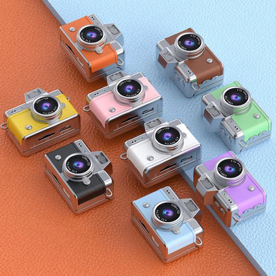 Мини-камера размером с большой палец с откидным экраном, крошечная ретро цифровая камера-брелок с 1,47-дюймовым ЖК-экраном, винтажная