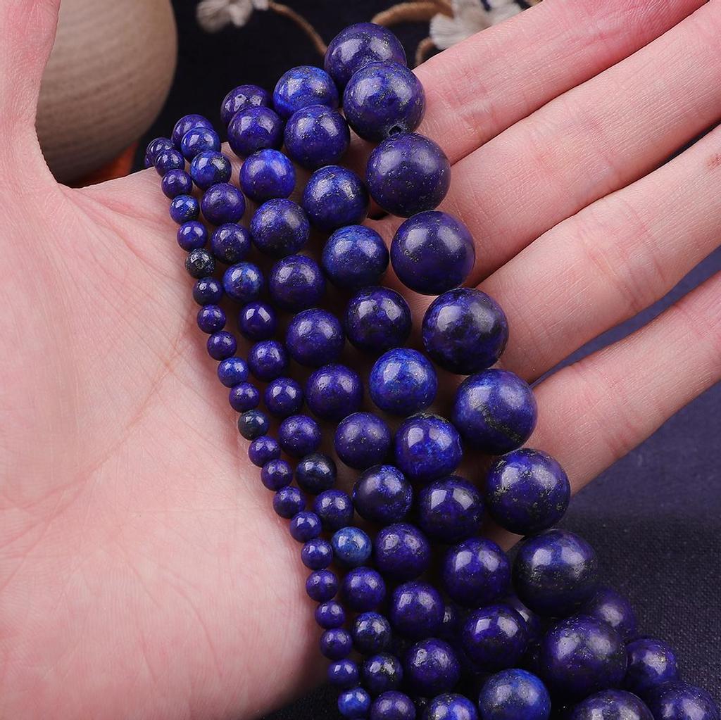Натуральный камень лазурит круглые свободные бусины для изготовления ювелирных изделий Diy браслет ожерелье