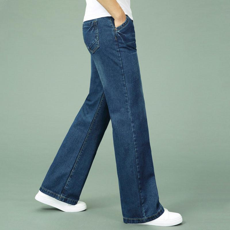 Jeans Men Men's Flared Jeans Boot Cut Leg Flared Loose High Waist Male Designer Classic Denim Jeans