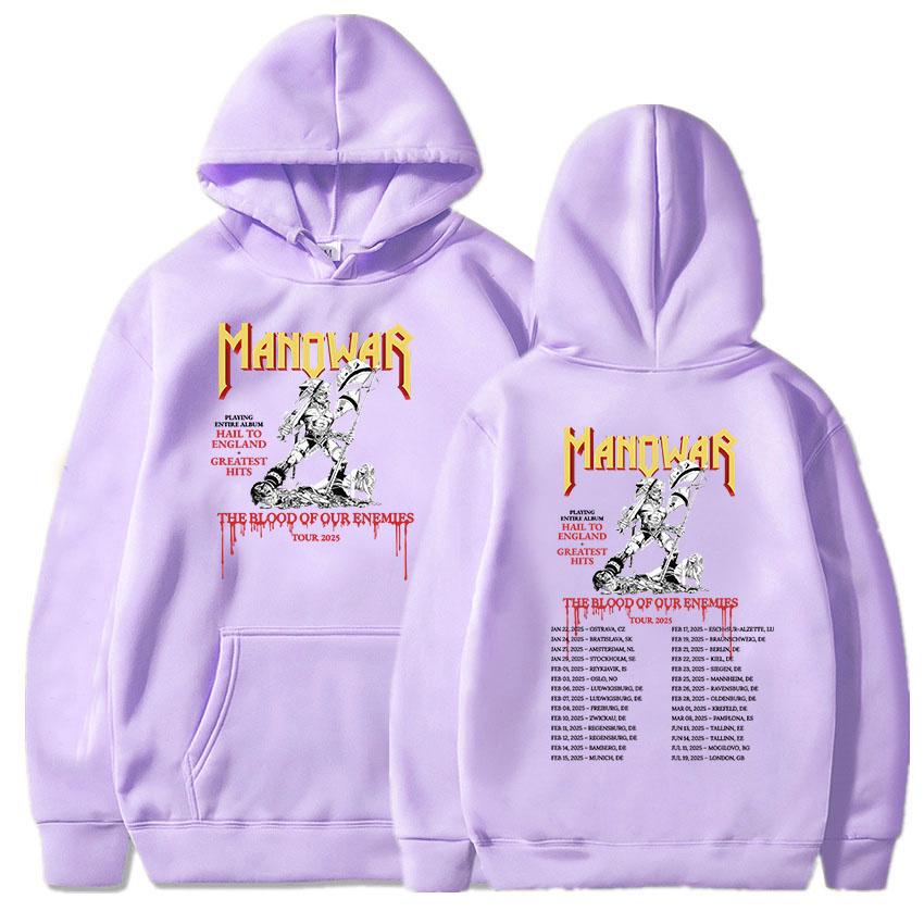 Manowar The Blood Our Enemies Tour 2025 Толстовки Зимние хип-хоп Heavy Mental Band Толстовки